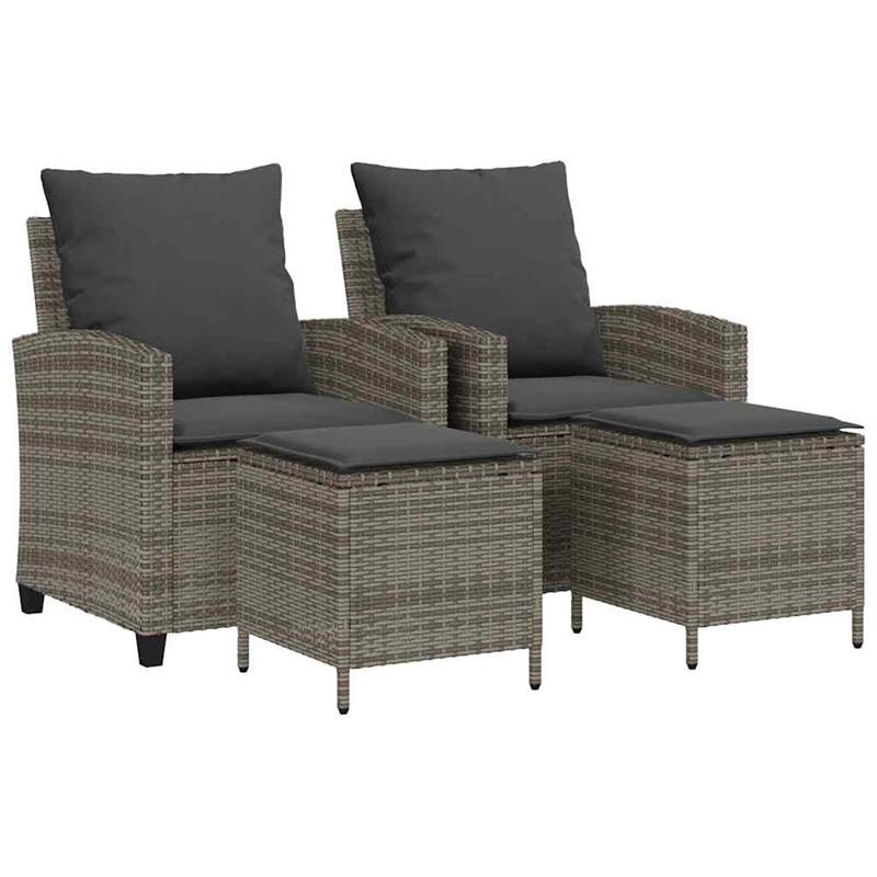 Pemberly Row Large PE Rattan Garden Sofa Set With Removable Covers in Gray