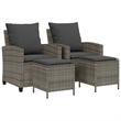 Pemberly Row Large PE Rattan Garden Sofa Set With Removable Covers in Gray