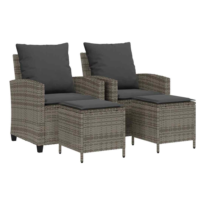 Pemberly Row Large PE Rattan Garden Sofa Set With Removable Covers in Gray