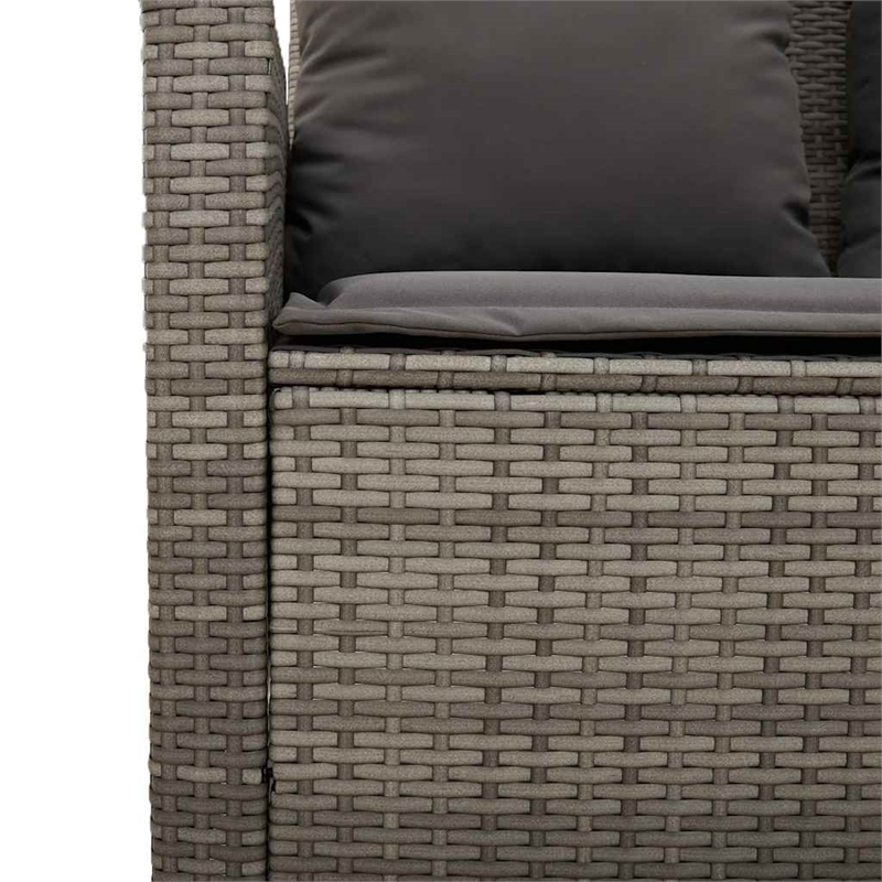 Pemberly Row Large PE Rattan Garden Sofa Set With Removable Covers in Gray