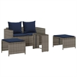 Pemberly Row 5 Pcs Stackable Poly Rattan Patio Sofa Set With Cushions in Gray