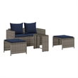 Pemberly Row 5 Pcs Stackable Poly Rattan Patio Sofa Set With Cushions in Gray