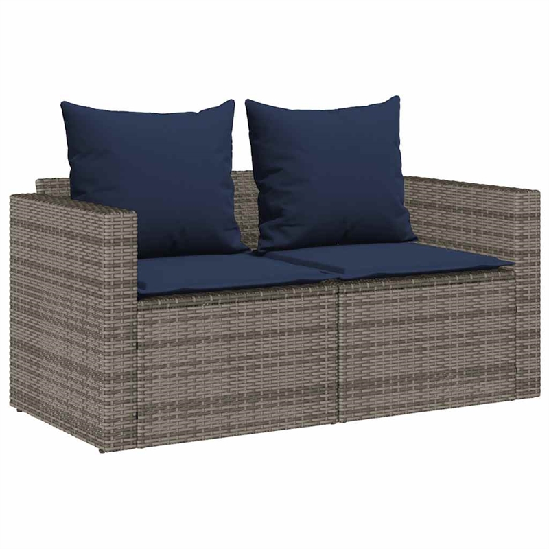 Pemberly Row 5 Pcs Stackable Poly Rattan Patio Sofa Set With Cushions in Gray