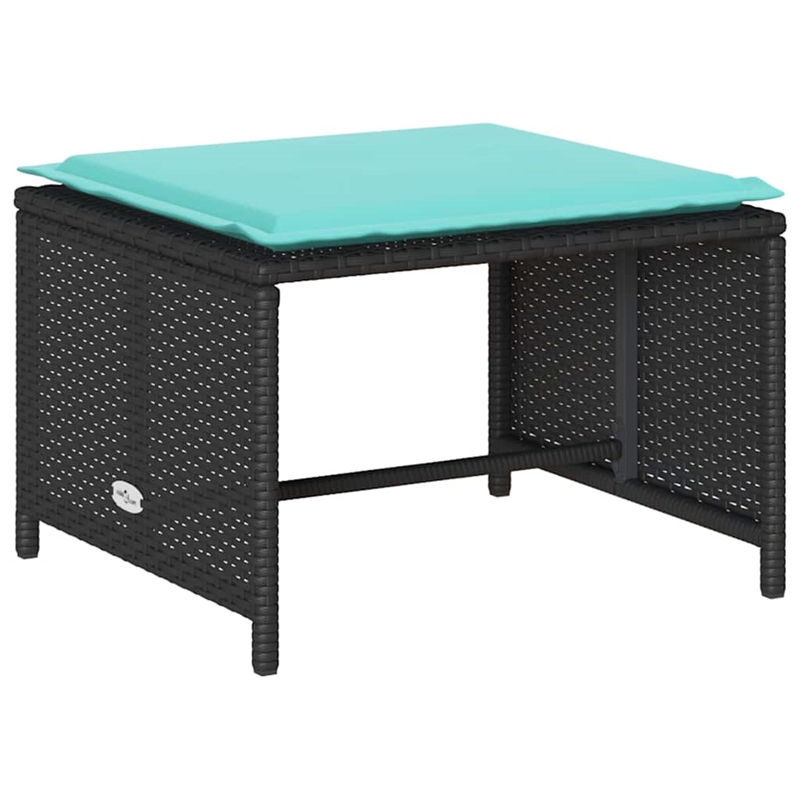 Pemberly Row 5 Pcs Stackable Poly Rattan Patio Sofa Set With Cushions in Black