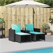 Pemberly Row 5 Pcs Stackable Poly Rattan Patio Sofa Set With Cushions in Black