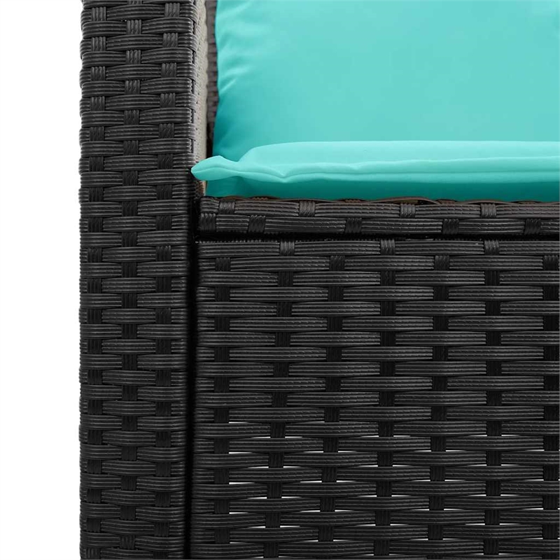Pemberly Row 5 Pcs Stackable Poly Rattan Patio Sofa Set With Cushions in Black