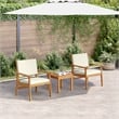 Pemberly Row 3 Pcs Solid Acacia Wood Garden Sofa Set in Cream And White