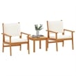 Pemberly Row 3 Pcs Solid Acacia Wood Garden Sofa Set in Cream And White