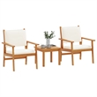 Pemberly Row 3 Pcs Solid Acacia Wood Garden Sofa Set in Cream And White
