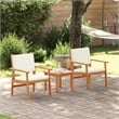 Pemberly Row 3 Pcs Solid Acacia Wood Garden Sofa Set in Cream And White