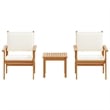 Pemberly Row 3 Pcs Solid Acacia Wood Garden Sofa Set in Cream And White