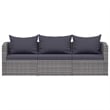 Pemberly Row Contemporary 3 Pcs Poly Rattan Garden Sofa Set in Gray