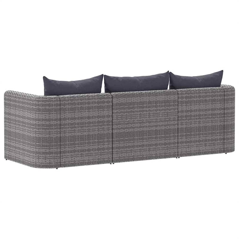 Pemberly Row Contemporary 3 Pcs Poly Rattan Garden Sofa Set in Gray