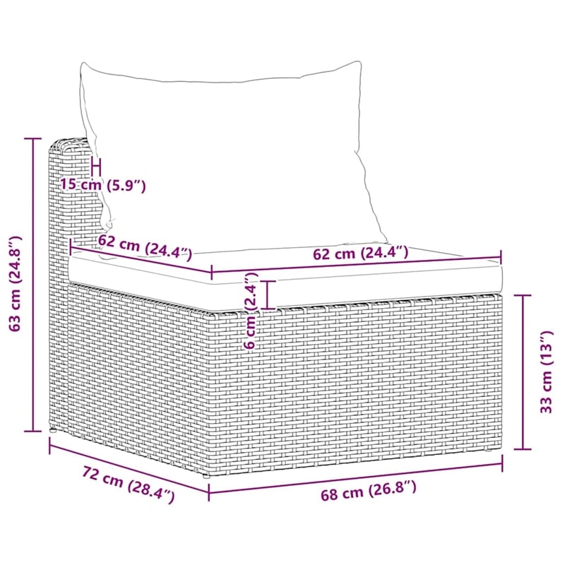 Pemberly Row Contemporary 3 Pcs Poly Rattan Garden Sofa Set in Gray