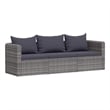 Pemberly Row Contemporary 3 Pcs Poly Rattan Garden Sofa Set in Gray