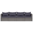 Pemberly Row Synthetic Poly Rattan 4 Pcs Garden Sofa Set in Gray