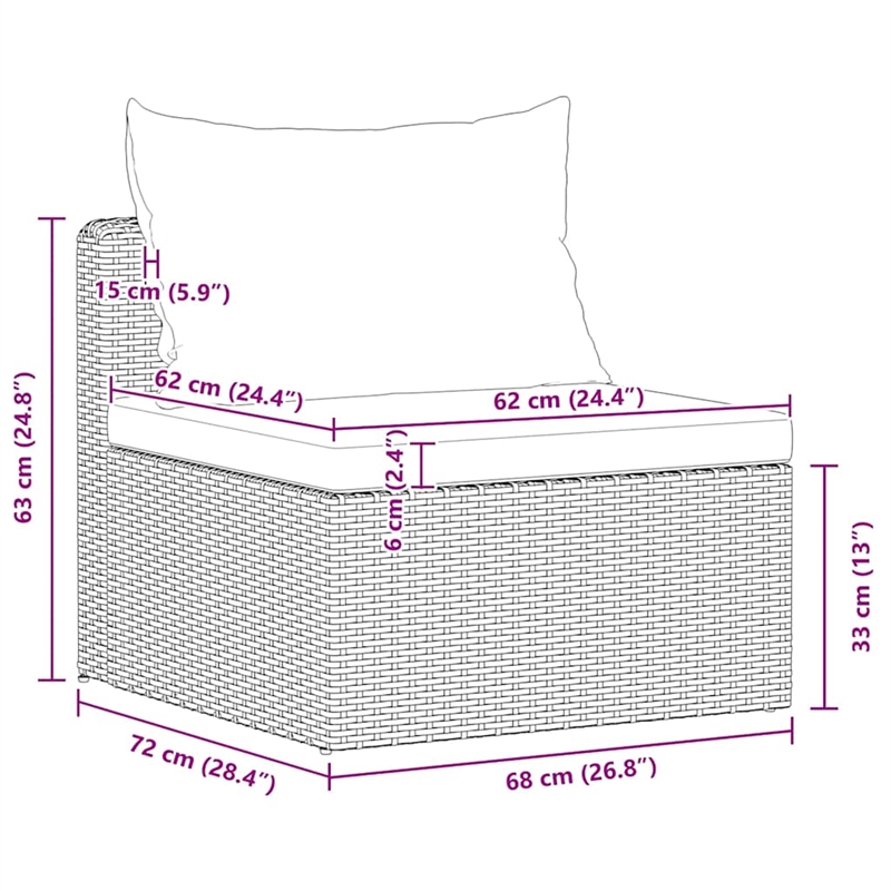 Pemberly Row Synthetic Poly Rattan 4 Pcs Garden Sofa Set in Gray