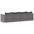 Pemberly Row Synthetic Poly Rattan 4 Pcs Garden Sofa Set in Gray