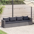 Pemberly Row Synthetic Poly Rattan 4 Pcs Garden Sofa Set in Gray