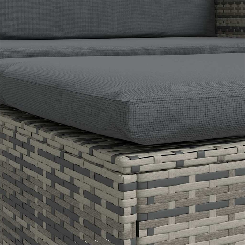 Pemberly Row 2-Seater Rattan & Powder-Coated Steel & Polyester Sofa Set in Gray