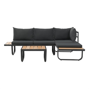 Pemberly Row Set of 2 Medium Modular Aluminum Sofa Set in Anthracite