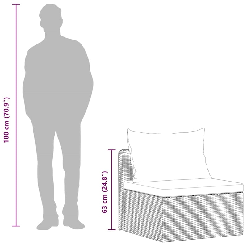 Pemberly Row Large Poly Rattan And Powder-Coated Steel Sofa Set in Gray