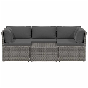 Pemberly Row Large Poly Rattan And Powder-Coated Steel Sofa Set in Gray