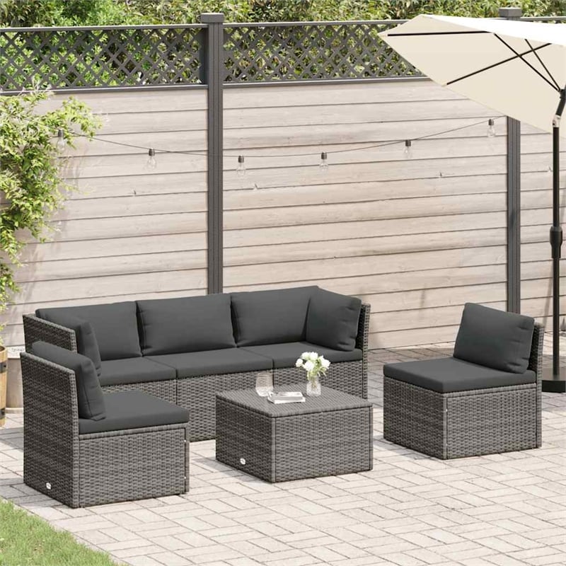 Pemberly Row Large Poly Rattan And Powder-Coated Steel Sofa Set in Gray