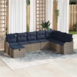 Pemberly Row Gray & Navy Poly Rattan Sofa Set With Cushions With Storage