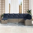 Pemberly Row Gray & Navy Poly Rattan Sofa Set With Cushions With Storage