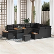Pemberly Row 12 Pcs Poly Rattan Garden Sofa Set With Cushions in Black