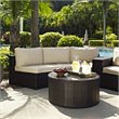 Pemberly Row 2-Piece Wicker Curved Patio Sofa Set in Brown/Sand