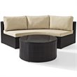 Pemberly Row 2-Piece Wicker Curved Patio Sofa Set in Brown/Sand