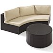 Pemberly Row 2-Piece Wicker Curved Patio Sofa Set in Brown/Sand