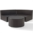Pemberly Row 2-Piece Wicker Curved Patio Sofa Set in Brown/Sand