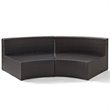 Pemberly Row 2-Piece Wicker Curved Patio Sofa Set in Brown/Sand