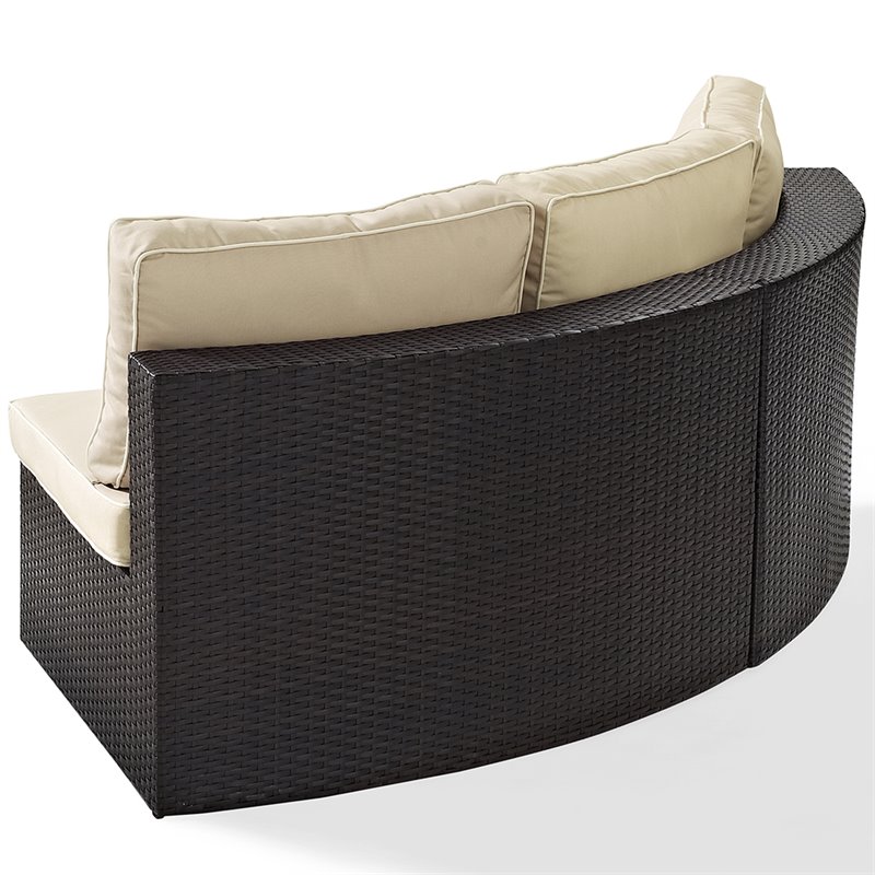 Pemberly Row 2-Piece Wicker Curved Patio Sofa Set in Brown/Sand