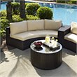 Pemberly Row 2-Piece Wicker Curved Patio Sofa Set in Brown/Sand