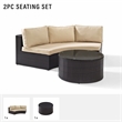 Pemberly Row 2-Piece Wicker Curved Patio Sofa Set in Brown/Sand