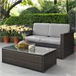 Pemberly Row 2-Piece Wicker Patio Sofa Set in Brown and Gray