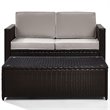 Pemberly Row 2-Piece Wicker Patio Sofa Set in Brown and Gray
