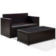 Pemberly Row 2-Piece Wicker Patio Sofa Set in Brown and Gray