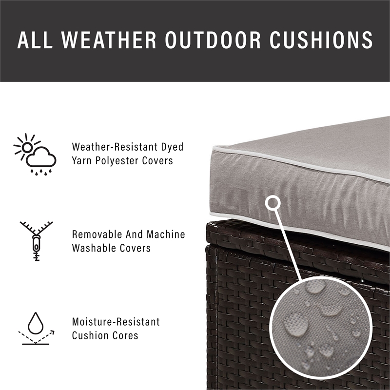 Pemberly Row 2-Piece Wicker Patio Sofa Set in Brown and Gray