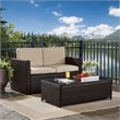Pemberly Row 2-Piece Wicker Patio Sofa Set in Brown and Sand