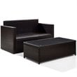 Pemberly Row 2-Piece Wicker Patio Sofa Set in Brown and Sand