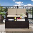 Pemberly Row 2-Piece Wicker Patio Sofa Set in Brown and Sand