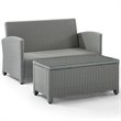 Pemberly Row Modern 2-Piece Resin Wicker Patio Sofa Set in Gray