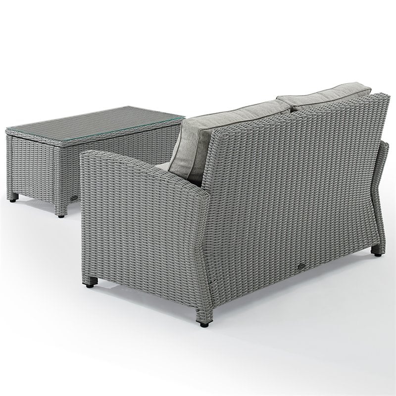 Pemberly Row Modern 2-Piece Resin Wicker Patio Sofa Set in Gray