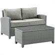 Pemberly Row Modern 2-Piece Resin Wicker Patio Sofa Set in Gray