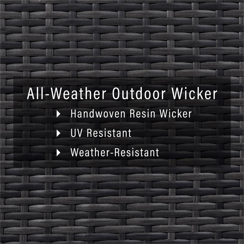 Pemberly Row 5-Piece Outdoor Wicker Chair Set with Fire Table in Mist
